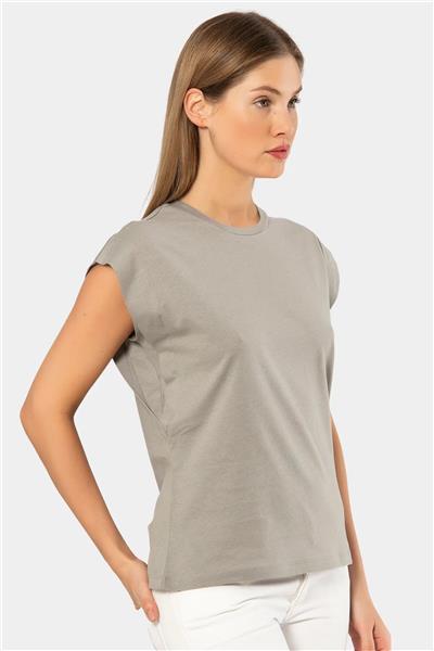Türen 3401 Kadın Vatka Görünümlü T-shirt-Gri