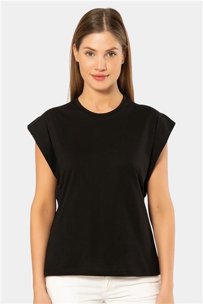 Türen 3401 Kadın Vatka Görünümlü T-shirt-Siyah