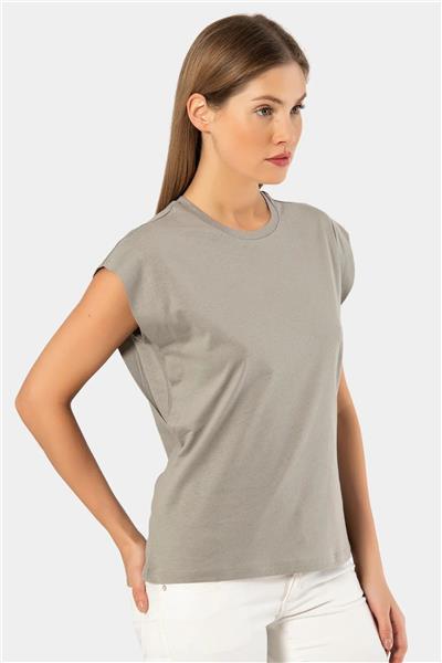 Türen 3401 Kadın Vatka Görünümlü T-shirt-Gri