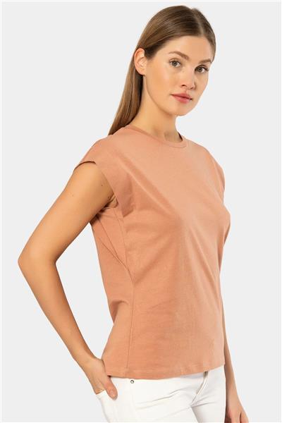 Türen 3401 Kadın Vatka Görünümlü T-shirt-Somon