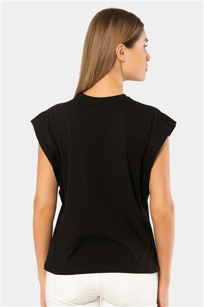 Türen 3401 Kadın Vatka Görünümlü T-shirt-Siyah