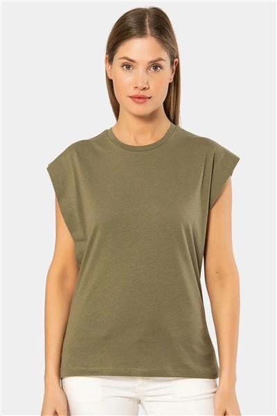 Türen 3401 Kadın Vatka Görünümlü T-shirt-Hakı