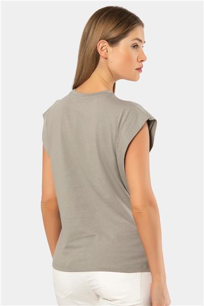 Türen 3401 Kadın Vatka Görünümlü T-shirt-Gri
