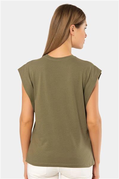 Türen 3401 Kadın Vatka Görünümlü T-shirt-Hakı