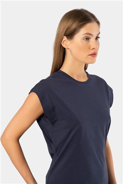 Türen 3401 Kadın Vatka Görünümlü T-shirt-Lacivert
