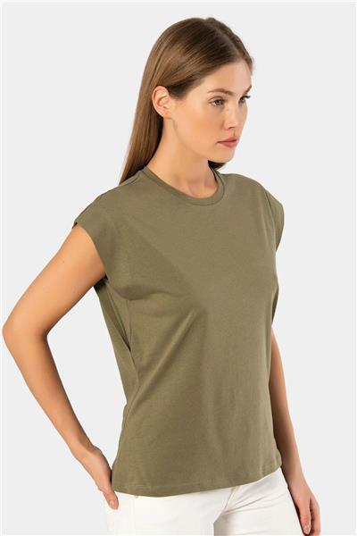Türen 3401 Kadın Vatka Görünümlü T-shirt-Hakı