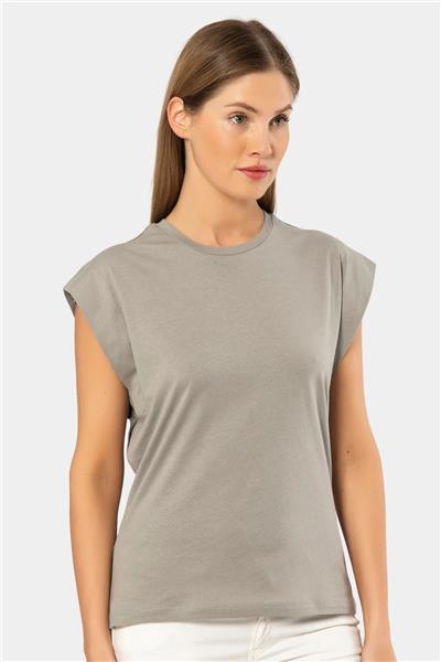 Türen 3401 Kadın Vatka Görünümlü T-shirt-Gri