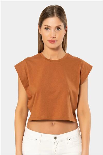 Türen 3402 Kadın Vatka Görünümlü Crop T-shirt-Tarcın
