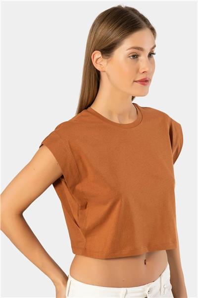 Türen 3402 Kadın Vatka Görünümlü Crop T-shirt-Tarcın
