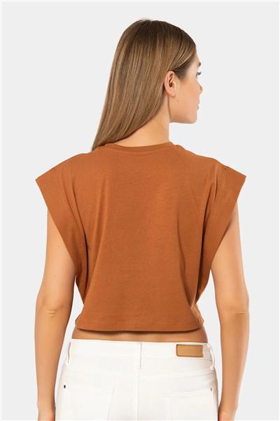 Türen 3402 Kadın Vatka Görünümlü Crop T-shirt-Tarcın