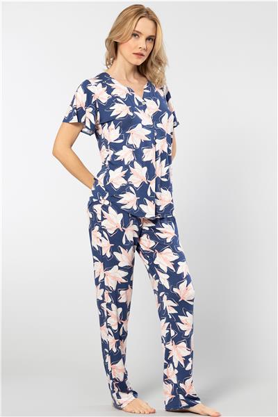 Türen 3606 Kadın Kısa Kollu Pijama Takımı-Lacivert