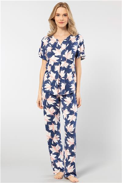 Türen 3606 Kadın Kısa Kollu Pijama Takımı-Lacivert
