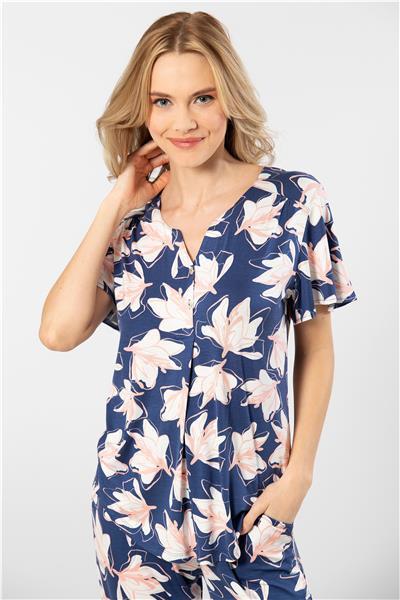 Türen 3606 Kadın Kısa Kollu Pijama Takımı-Lacivert