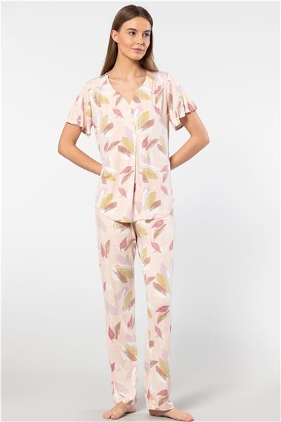 Türen 3606 Kadın Kısa Kollu Pijama Takımı-Pudra