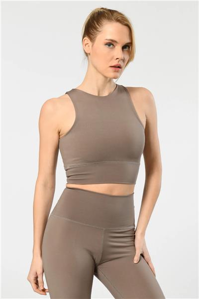 Türen 3701 Kadın Askılı Halter Yaka Sporcu Büstiyer-Vizon