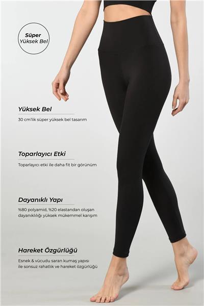 Türen 3703 Kadın Süper Yüksek Bel Tayt-Siyah