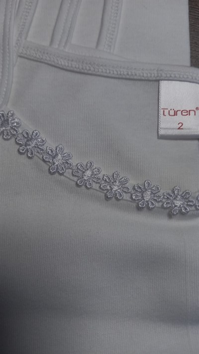 Türen 415 Papatyalı İp Askılı Kız Çocuk Kaşkorse - Beyaz İkili Paket