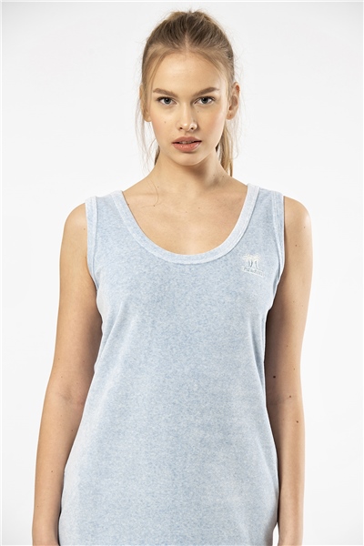 Türen 620 Kadın Kalın Askılı Gecelik-Mavi