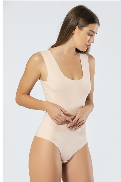 Türen 905 Kadın Lazer Kesim Pamuklu Çıtçıtlı Body-Ten