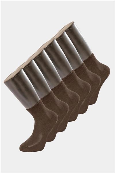 Türen 9102 Erkek Bamboo Düz Yarım Soket Çorap 6lı Paket-Kahverengı