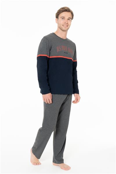 U.s Polo Assn. 18952 Erkek Uzun Kollu Bisiklet Yaka Pijama Takımı-Lacivert