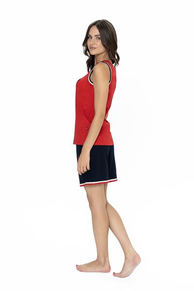 U.s Polo Assn. 20005 Kadın Kalın Askılı Bisiklet Yaka Şortlu Pijama Takımı-Kırmızı