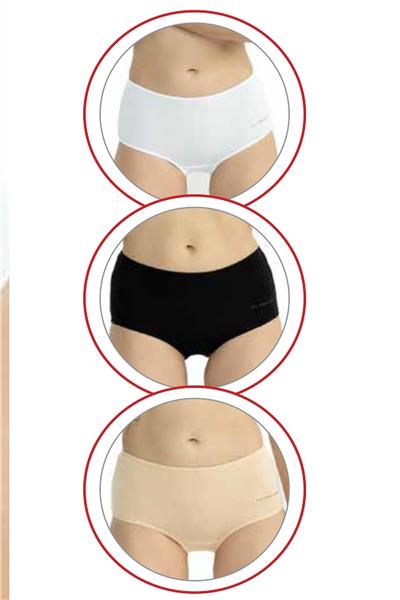 U.s Polo Assn. 67008 Kadın Yüksek Bel Pamuklu 3lü Külot-Siyah&Beyaz&Ten