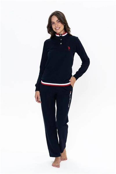 U.s Polo Assn. 20112 Kadın Uzun Kollu Dik Yaka Rahat Ev Giyim-Lacivert