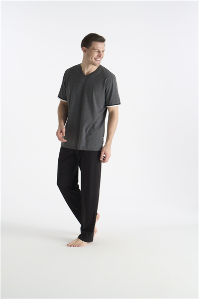 U.s Polo Assn. 19041 Erkek Kısa Kollu V Yaka Pijama Takımı-Gri