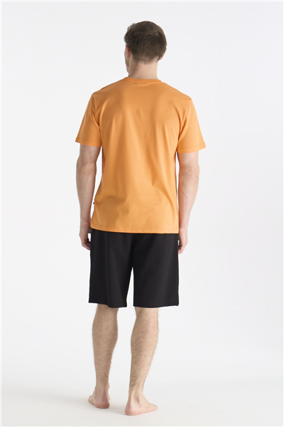 U.s Polo Assn. 19017 Erkek Kısa Kollu Bisiklet Yaka Şortlu Pijama Takımı-Turuncu