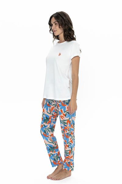 U.s Polo Assn. 20097 Kadın Kısa Kollu Bisiklet Yaka Pijama Takımı-Ekru