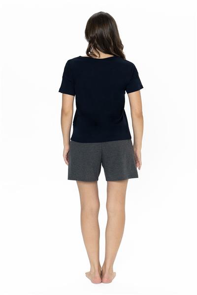 U.s Polo Assn. 20001 Kadın Kısa Kollu Bisiklet Yaka Şortlu Pijama Takımı-Lacivert