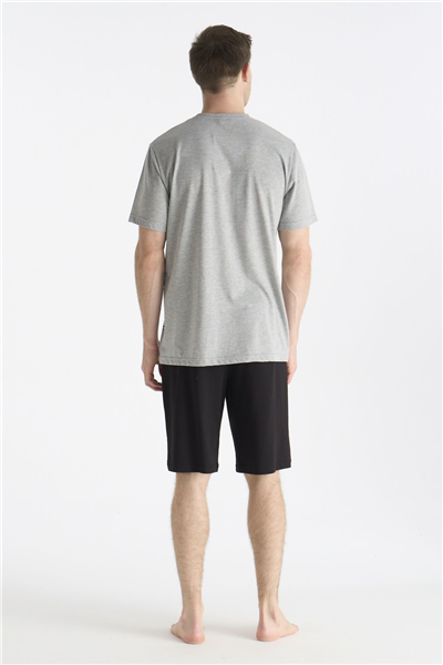 U.s Polo Assn. 19019 Erkek Kısa Kollu Bisiklet Yaka Şortlu Pijama Takımı-Gri