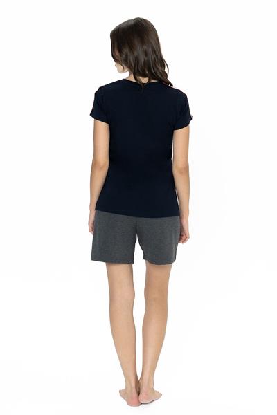 U.s Polo Assn. 20000 Kadın Kısa Kollu Bisiklet Yaka Şortlu Pijama Takımı-Lacivert