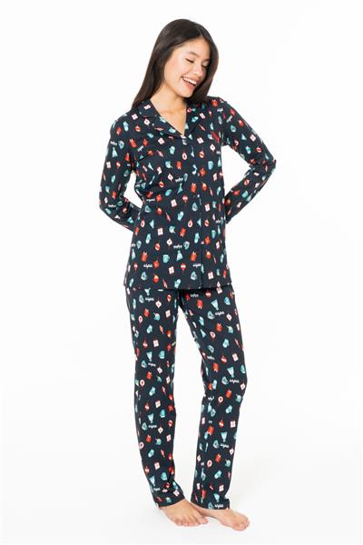 U.s Polo Assn. 20166 Kadın Uzun Kollu Gömlek Pijama Takım-Lacivert