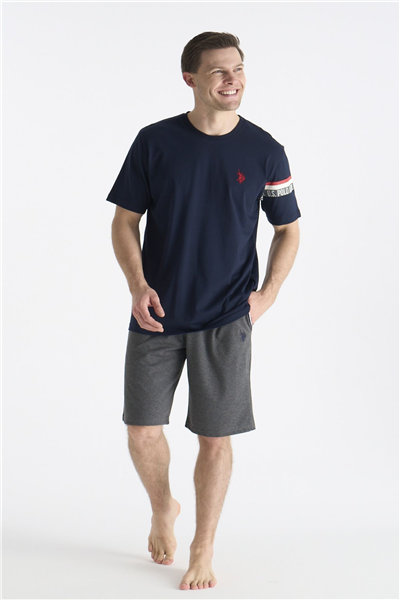 U.s Polo Assn. 19001 Erkek Kısa Kollu Şortlu Pijama Takımı-Lacivert