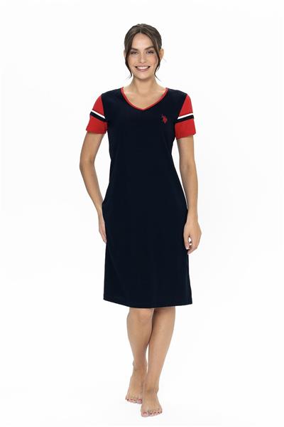 U.s Polo Assn. 20009 Kadın Kısa Kollu V Yaka Rahat Ev Giyim-Lacivert