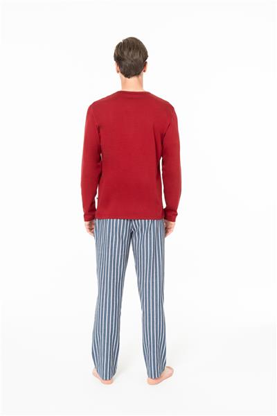 U.s Polo Assn. 18987 Erkek Uzun Kollu Bisiklet Yaka Pijama Takımı-Bordo