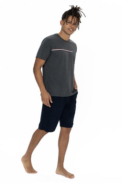 U.s Polo Assn. 18865 Erkek Kısa Kollu Bisiklet Yaka Şortlu Pijama Takımı-Antrasitmelanj