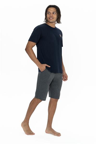 U.s Polo Assn. 18904 Erkek Kısa Kollu Bisiklet Yaka Şortlu Pijama Takımı-Lacivert