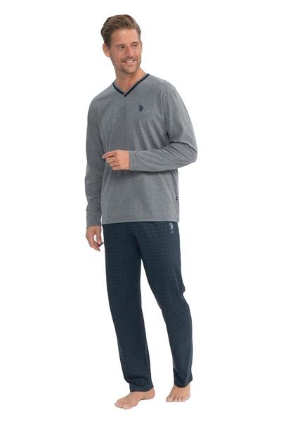 U.s Polo Assn. 18844 Erkek Uzun Kollu V Yakalı Pijama Takımı-Antrasitmelanj