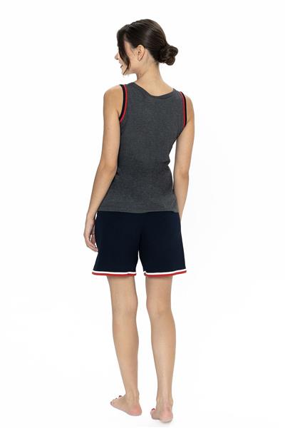 U.s Polo Assn. 20005 Kadın Kalın Askılı Bisiklet Yaka Şortlu Pijama Takımı-Antrasitmelanj