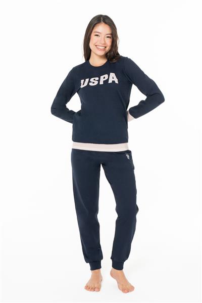 U.s Polo Assn. 20117 Kadın Uzun Kollu Bisiklet Yaka Paçası Bantlı Rahat Ev Giyim-Lacivert