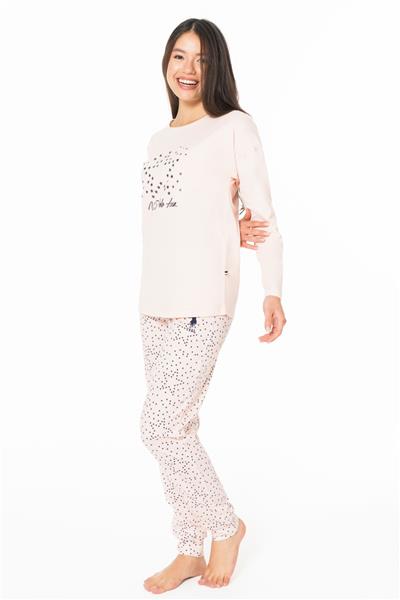 U.s Polo Assn. 20163 Kadın Uzun Kollu Bisiklet Yaka Paçası Bantlı Pijama Takım-Somon