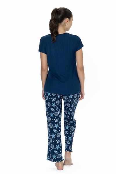 U.s Polo Assn. 20105 Kadın Kısa Kollu Bisiklet Yaka Pijama Takımı-Lacivert