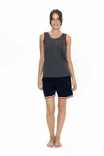 U.s Polo Assn. 20005 Kadın Kalın Askılı Bisiklet Yaka Şortlu Pijama Takımı-Antrasitmelanj