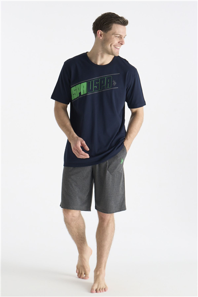 U.s Polo Assn. 19015 Erkek Kısa Kollu Şortlu Pijama Takımı-Lacivert