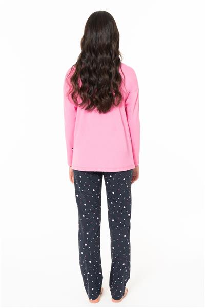 U.s Polo Assn. 20140 Kadın Uzun Kollu Bisiklet Yaka Pijama Takımı-Fuşya