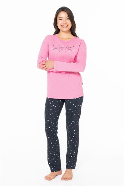 U.s Polo Assn. 20140 Kadın Uzun Kollu Bisiklet Yaka Pijama Takımı-Fuşya