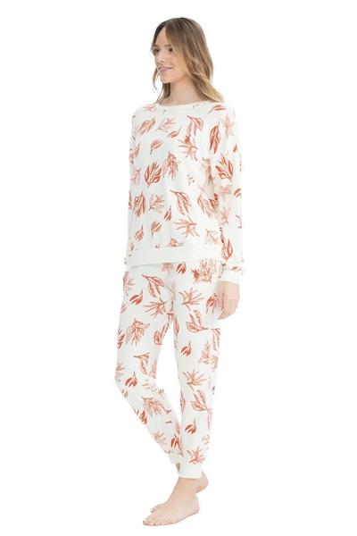 U.s Polo Assn. 17105 Kadın Yumoş Kumaş Yuvarlak Yaka Uzun Kollu Paçası Lastikli Pijama Takımı-Kiremit